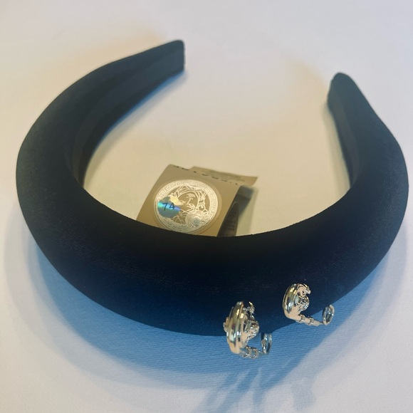 NWT VERSACE VELVET PADDED BLACK HEADBAND SIGNATURE GOLD MEDUSA HEAD SAFETY PINS - Picture 5 of 13